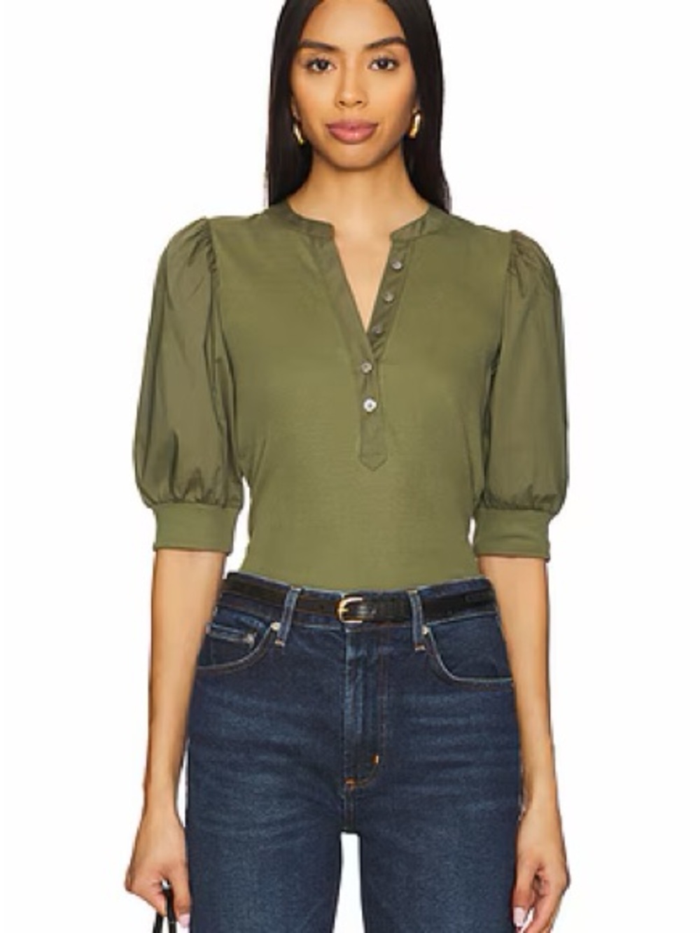 Veronica Beard Coralee Top in Stone Army